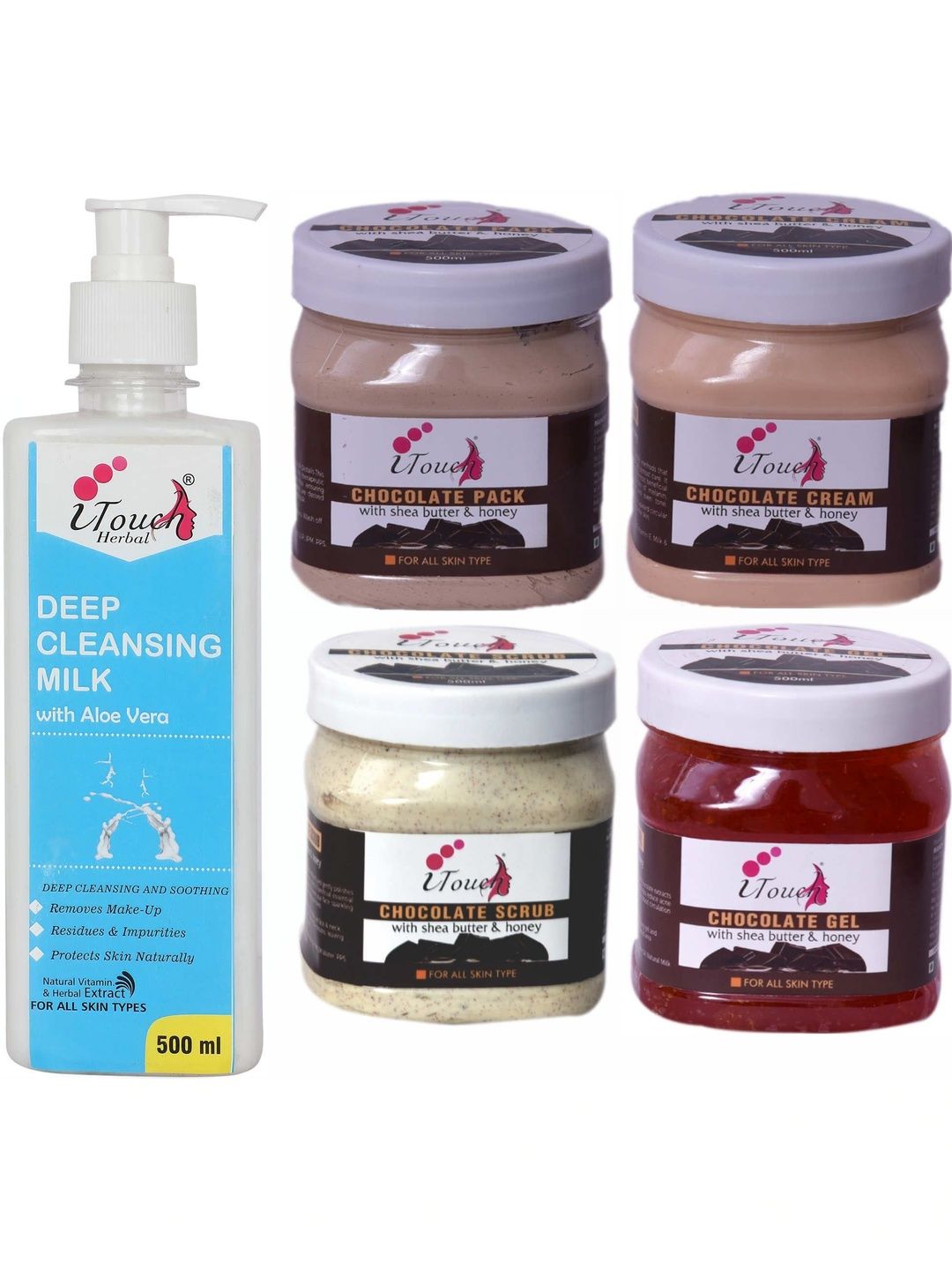 I TOUCH HERBAL Set Of 2 Chocolate Facial Kit With Deep Cleansing Milk 500 ml Each-image-14