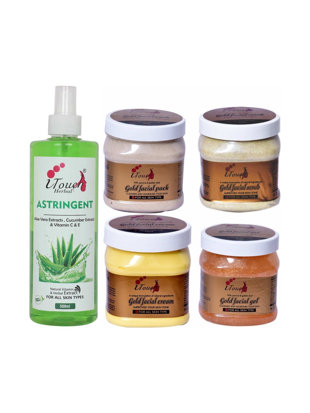 I TOUCH HERBAL Set Of 5 Gold Face Kit With Astringent - 500 ml Each-image-5