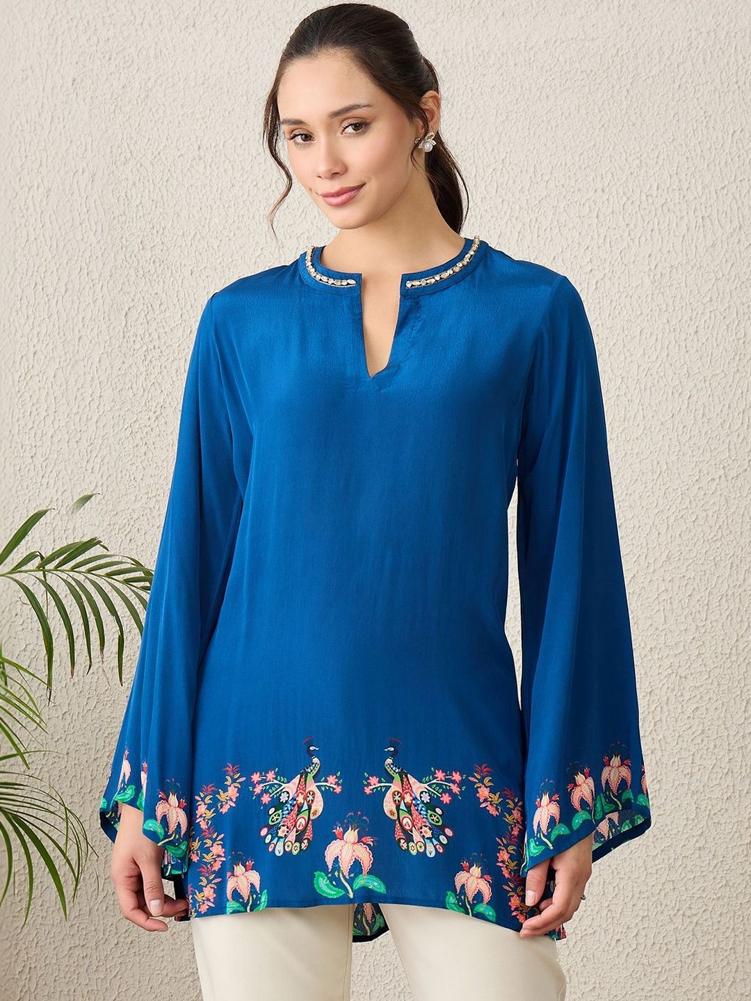 First Resort by Ramola Bachchan Floral Print Bell Sleeve Ethnic Crepe Top-picture-36