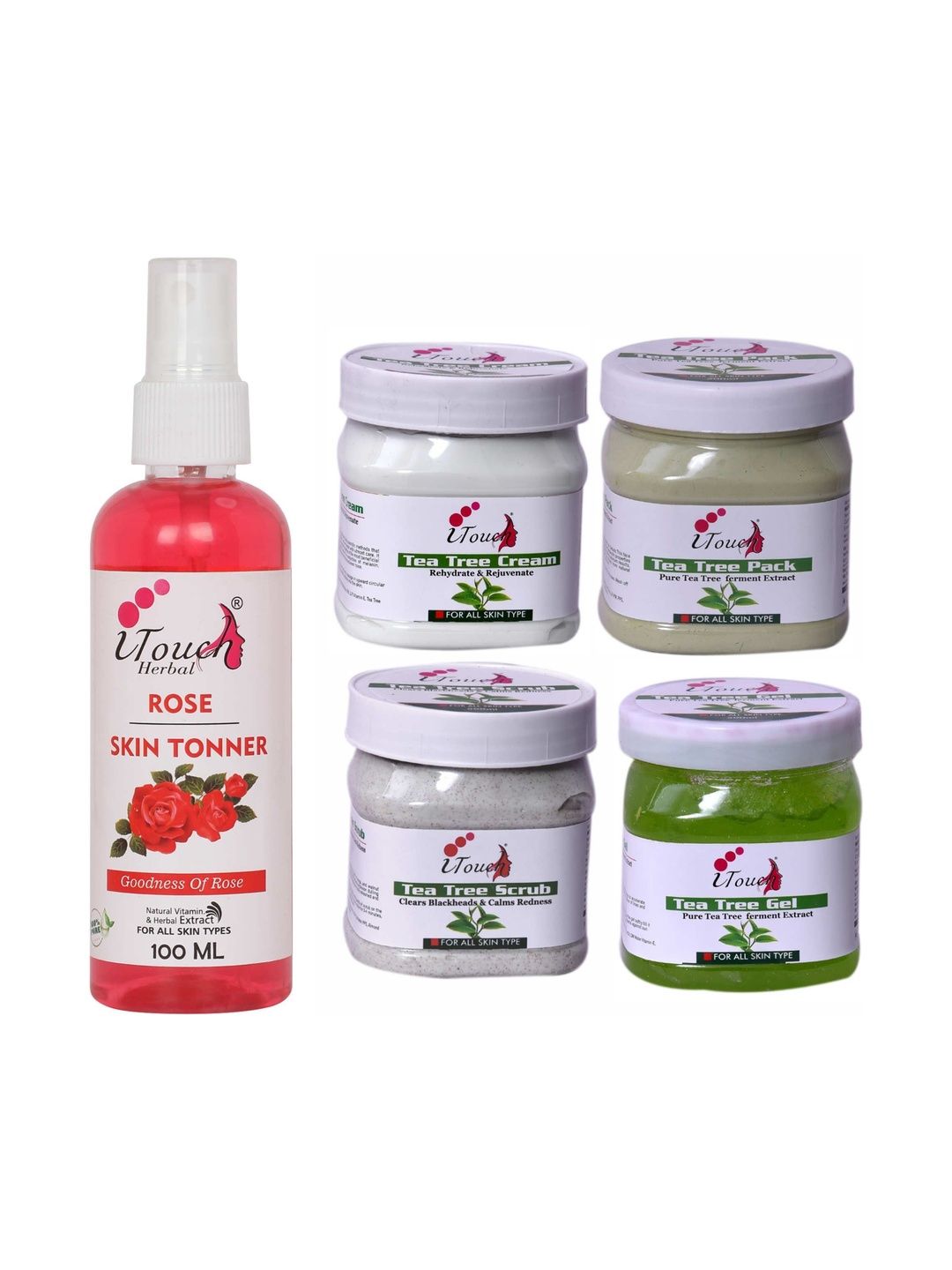 I TOUCH HERBAL Set Of 2 Tea Tree Facial Kit 500 ml Each With Rose Water - 100 ml-image-28
