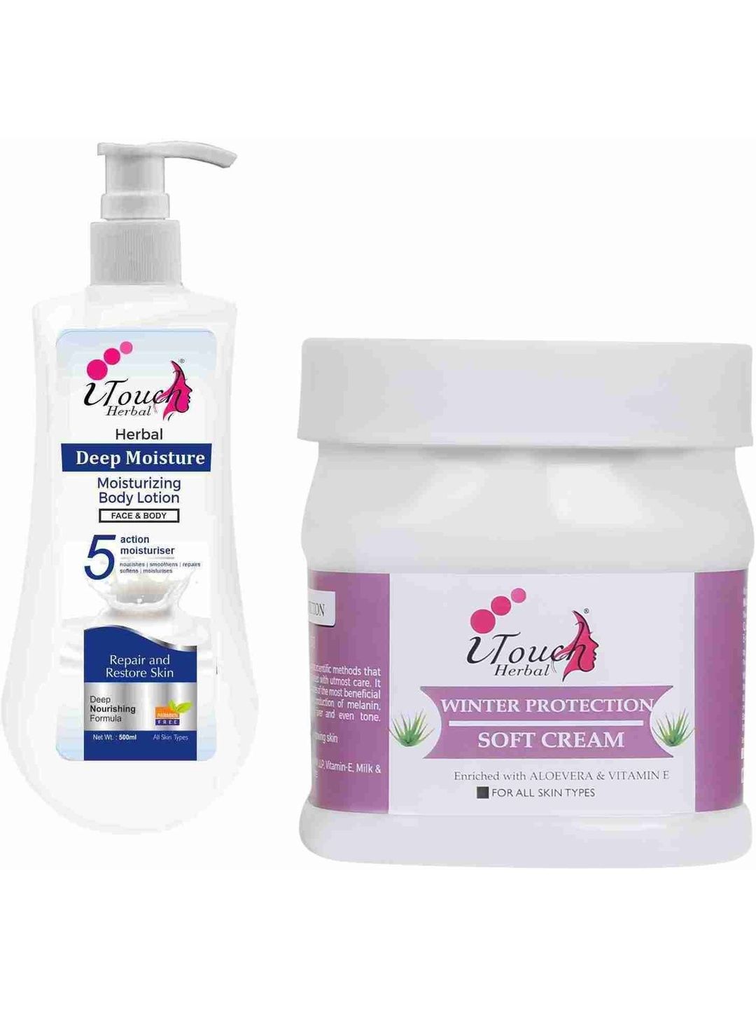 I TOUCH HERBAL Set Of 2 Winter Protection Cream & Deep Moisture Body Lotion 500ml Each-image-29