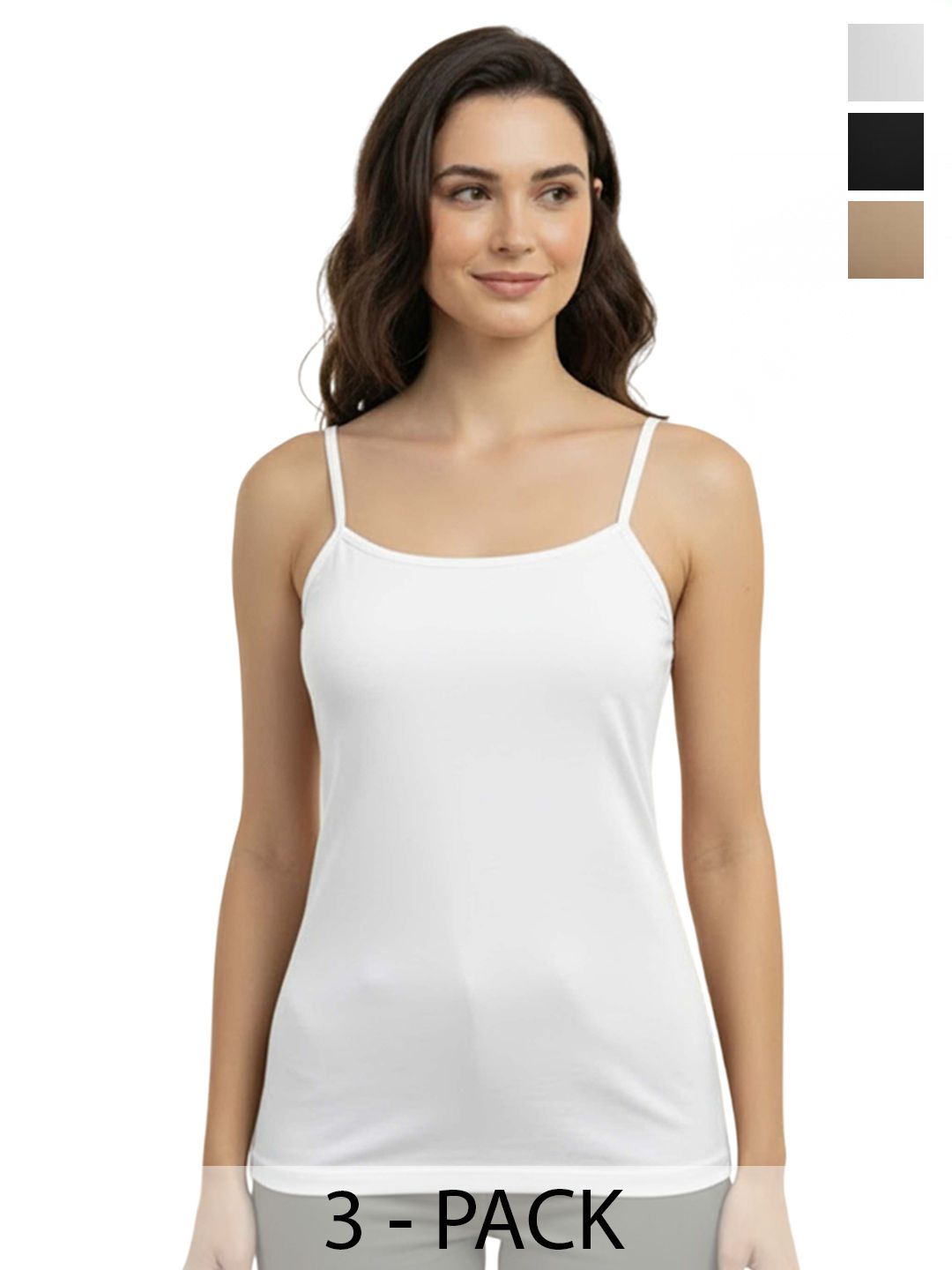 SHOPPY VILLA Pack of 3 Seamless Lightly Padded Camisoles-image-40