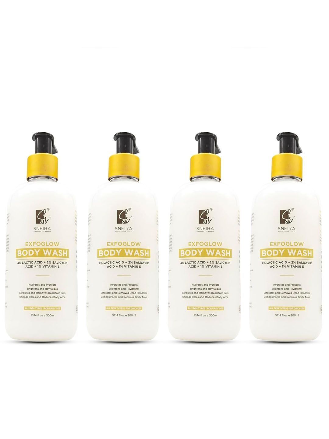 SNEIRA Set Of 4 Exfoglow Body Wash To Prevents Body & Acne Bumpy Skin - 300 ml Each-image-28