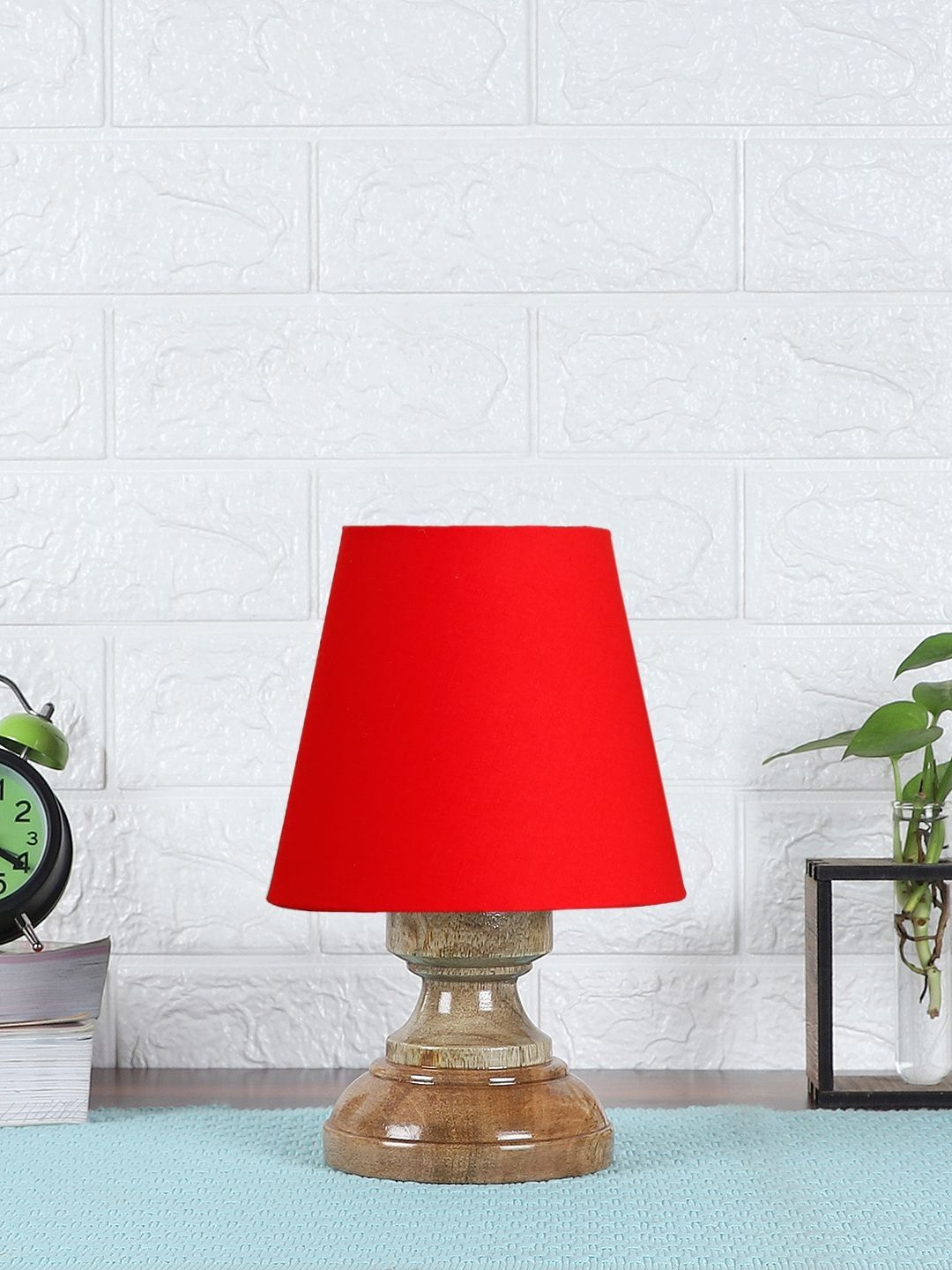 Aura Red Wood Traditional Frusturical Shaped Table Lamp-picture-42