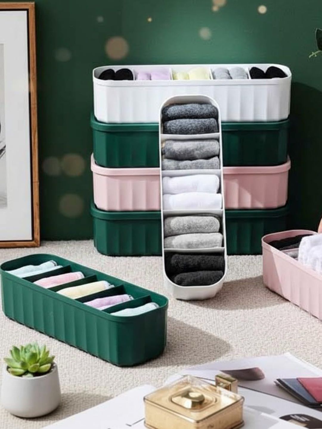 Virtuous Multicoloured Set of 3 Regular Drawer Organiser Organisers-image-20