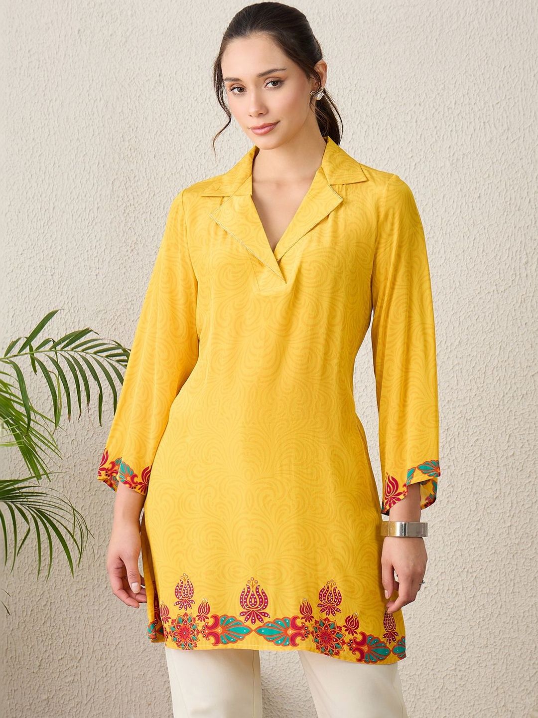 First Resort by Ramola Bachchan Print Ethnic Crepe Top-picture-14