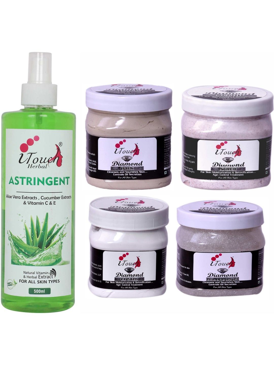 I TOUCH HERBAL Diamond Face Kit With Astringent - 500 ml Each-image-3