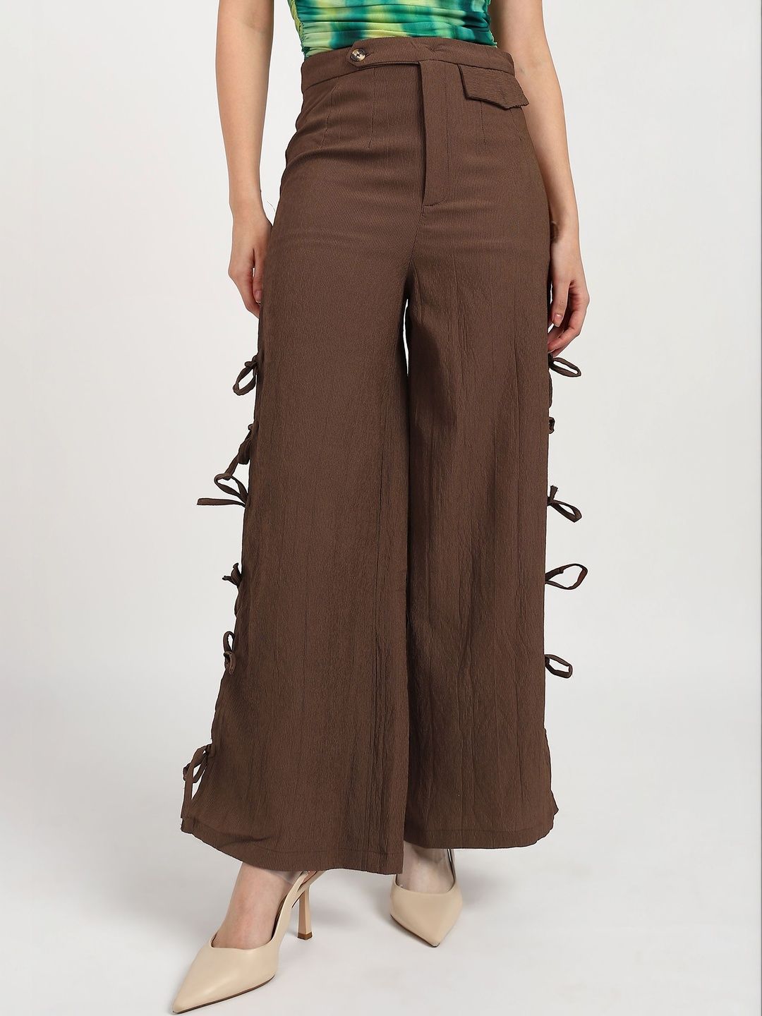 Asami Women Textured Tapered Fit High-Rise Corduroy Trousers-picture-48