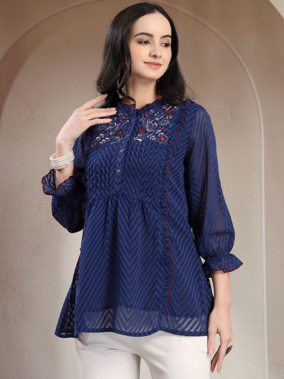 Nayam By Lakshita Geometric Embroidered Thread Work Thread Work Kurti-picture-38