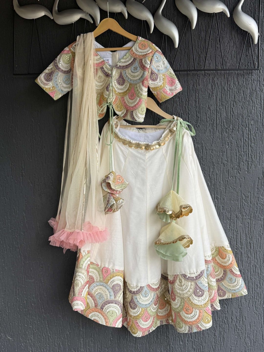 The Little Tales Girls Embellished Sequinned Semi-Stitched Lehenga & Blouse With Dupatta-picture-41