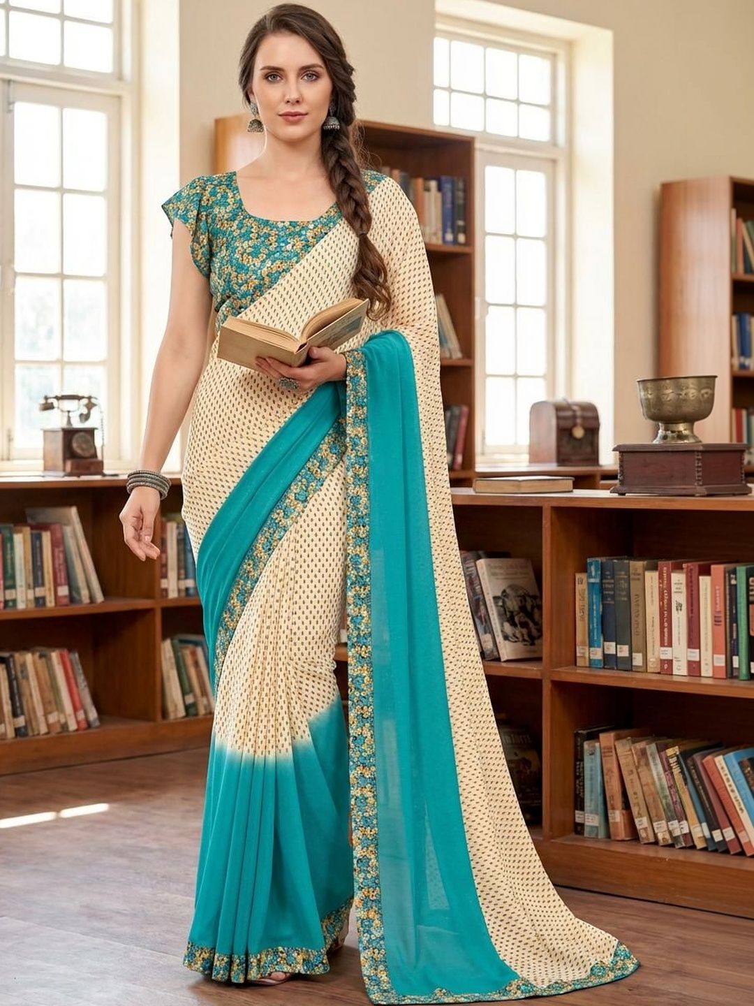 STYLE MODA Ethnic Motifs Poly Georgette Designer Saree-picture-15
