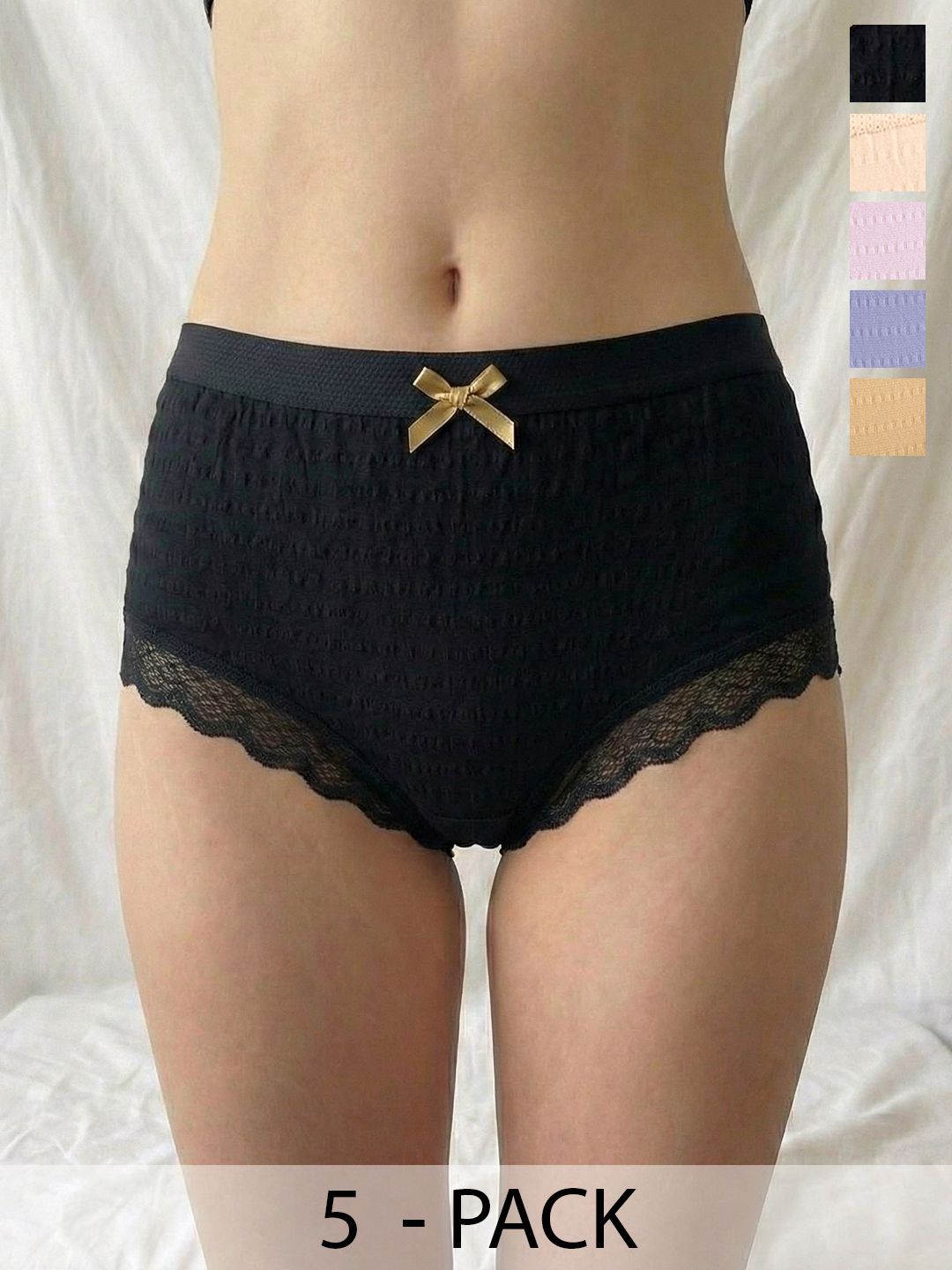 Moda Rapido Pack Of 5 Cotton Seamless Mid-Rise Basic Briefs-picture-35