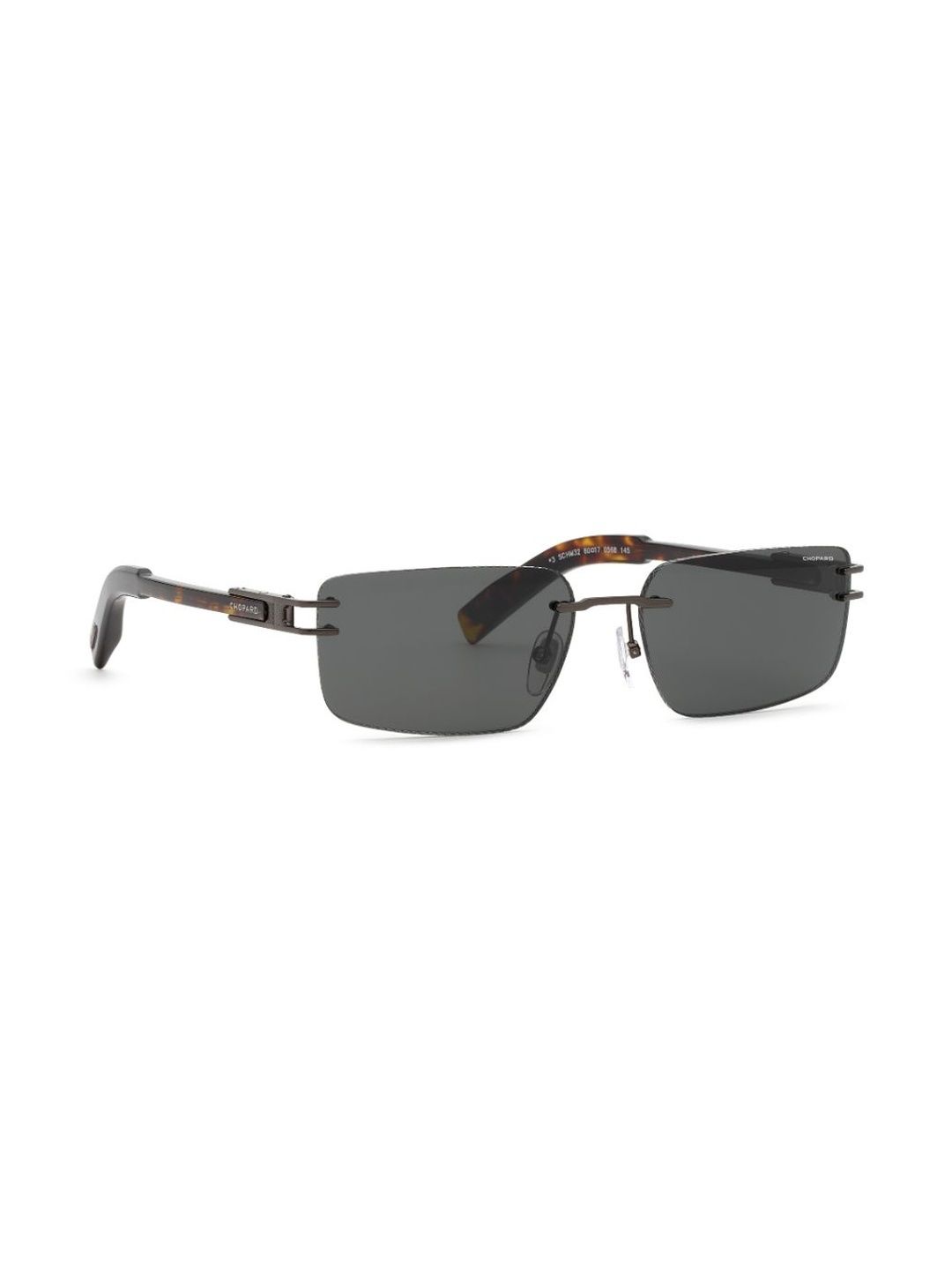 Chopard Men Green Lens & Gunmetal-Toned Rectangle Sunglasses with-picture-38