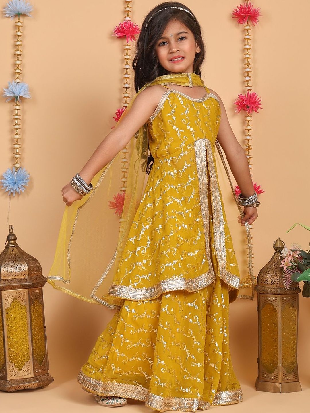 Superminis Girls Embellished Sequinned Ready to Wear Lehenga & Blouse With Dupatta-picture-13