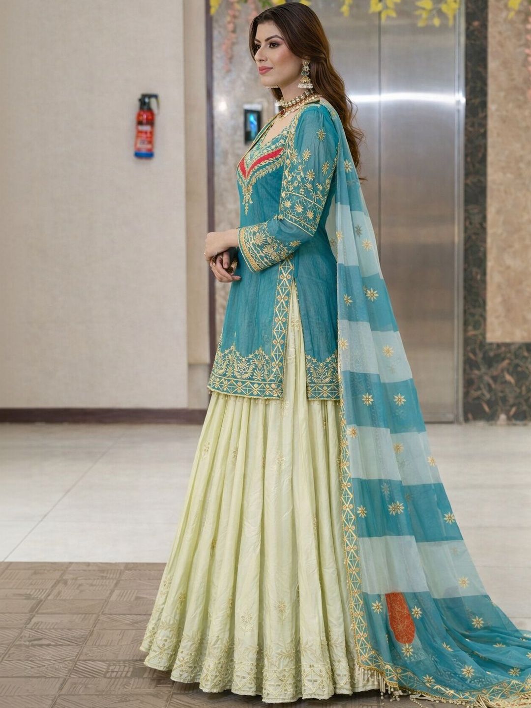 LEGEND WEAR Embroidered Semi-Stitched Lehenga & Blouse With Dupatta