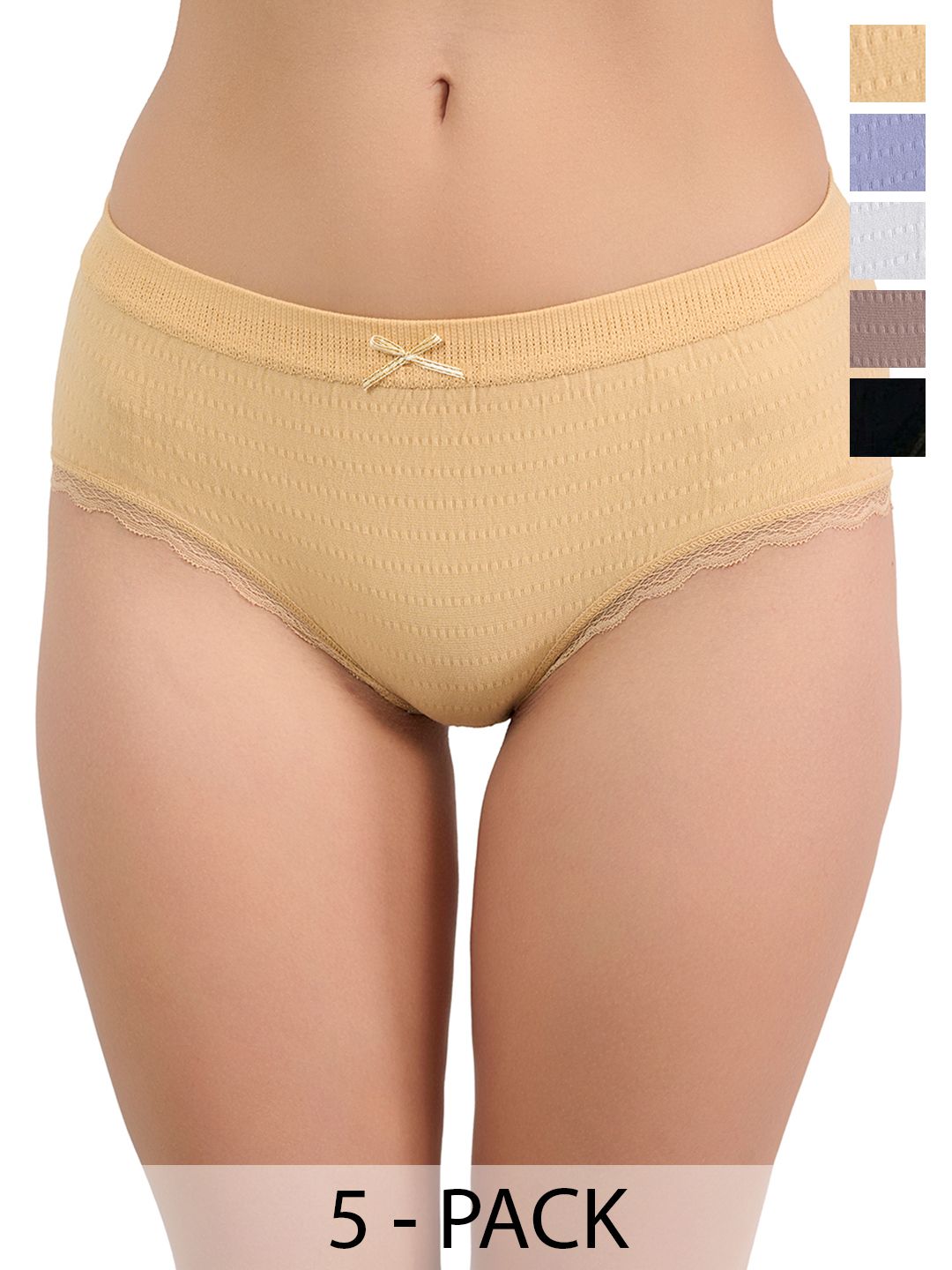 Moda Rapido Pack Of 5 Cotton Seamless Mid-Rise Basic Briefs-picture-29