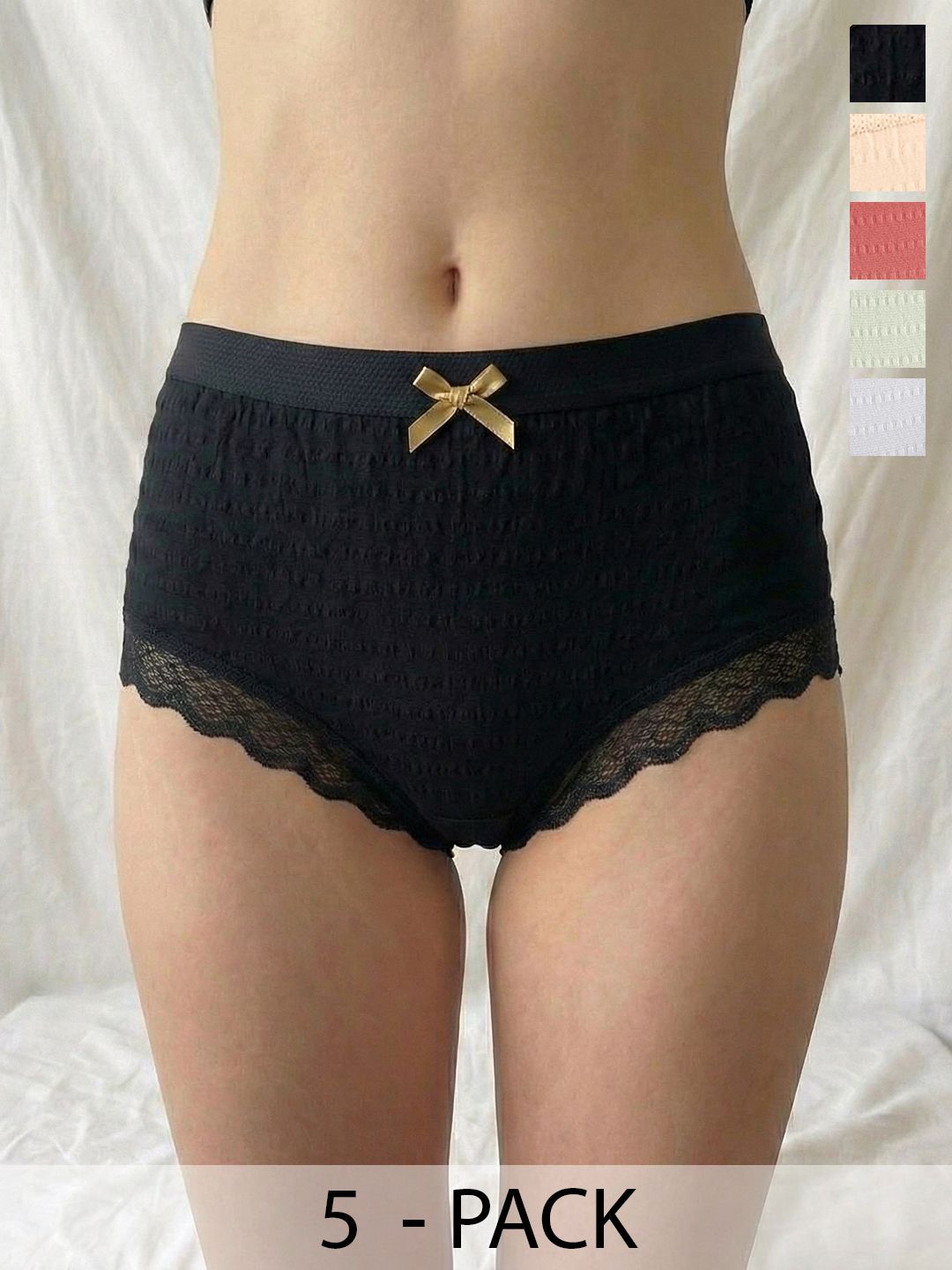 Moda Rapido Pack Of 5 Cotton Seamless Mid-Rise Basic Briefs-picture-32