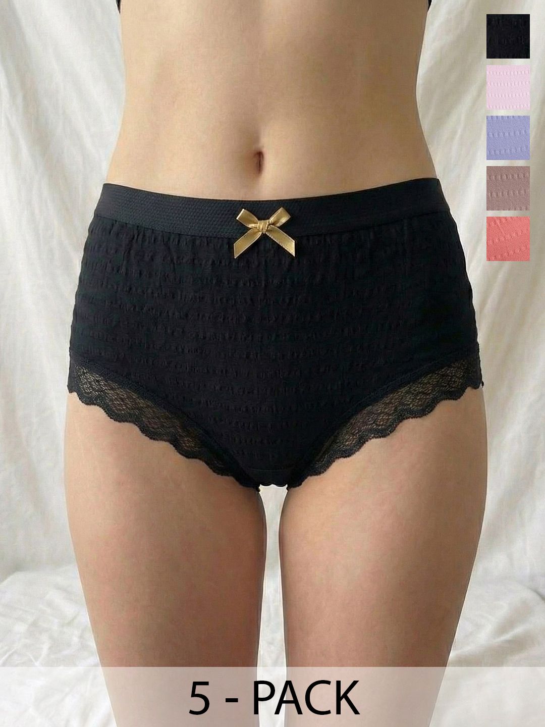 Moda Rapido Pack Of 5 Cotton Seamless Mid-Rise Basic Briefs-picture-34