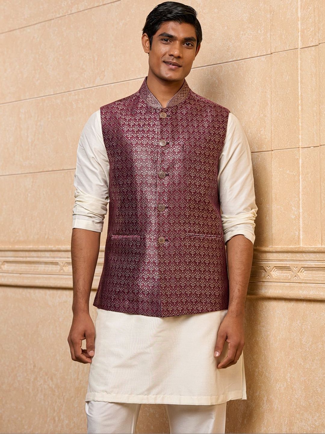 Tasva Printed Woven Mandarin Collar Nehru Jacket-picture-21