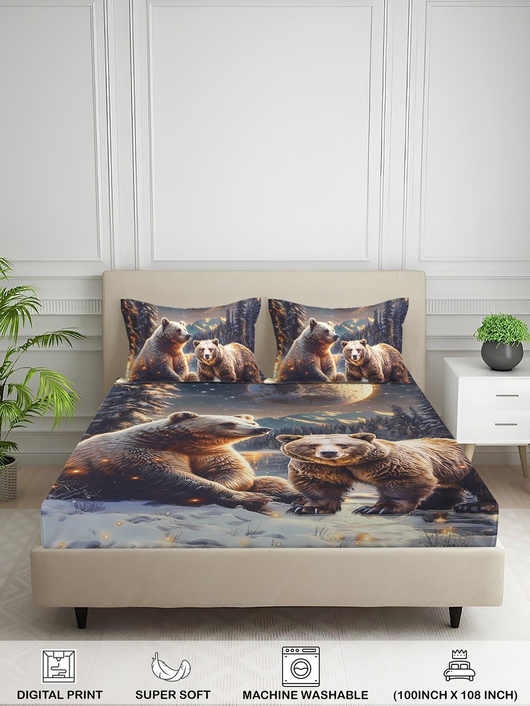 Signature Multicoloured 144 TC King Bedsheet with 2 Pillow Covers-image-33