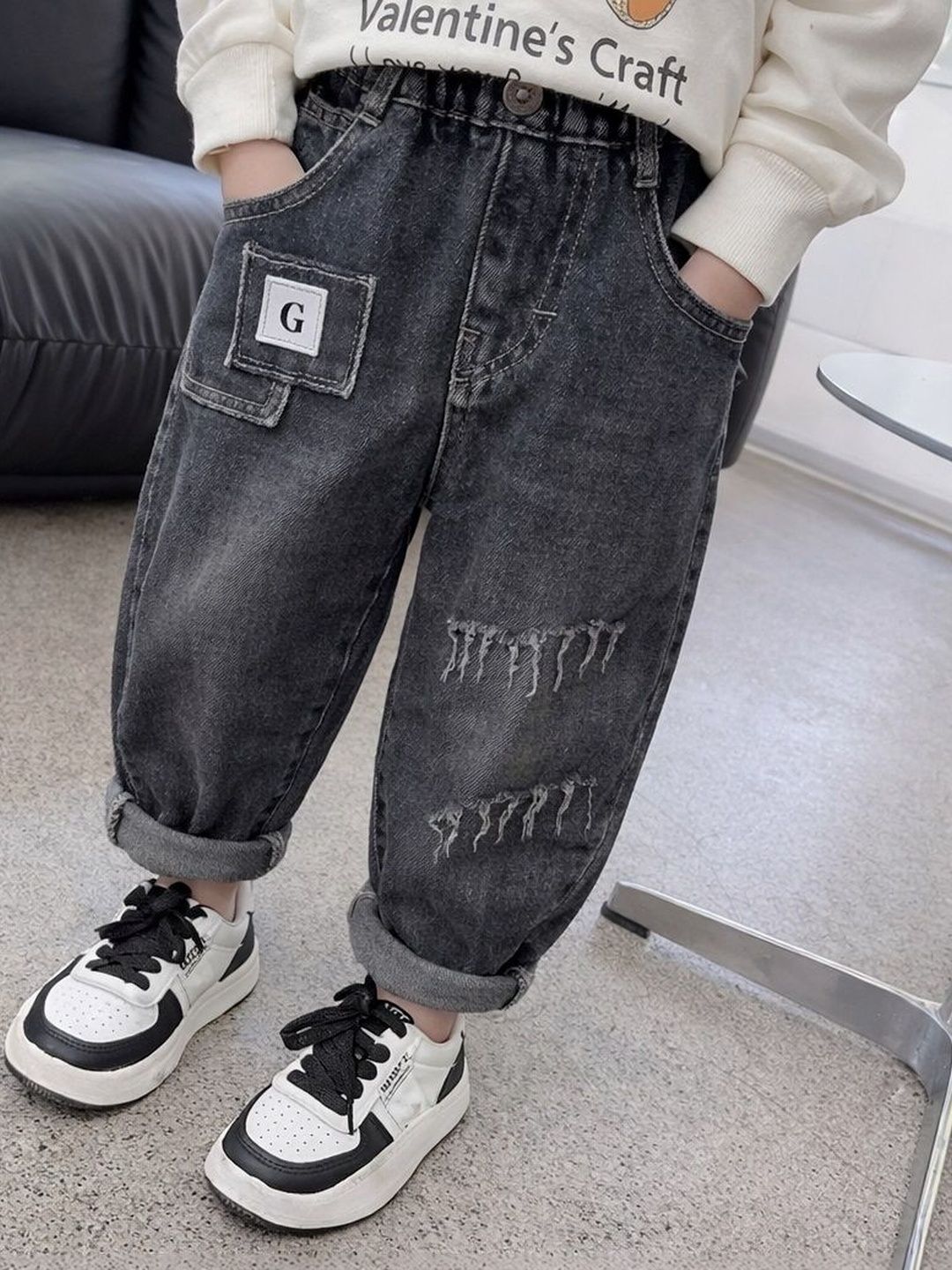 Googo Gaaga Boys Textured Faded Trousers