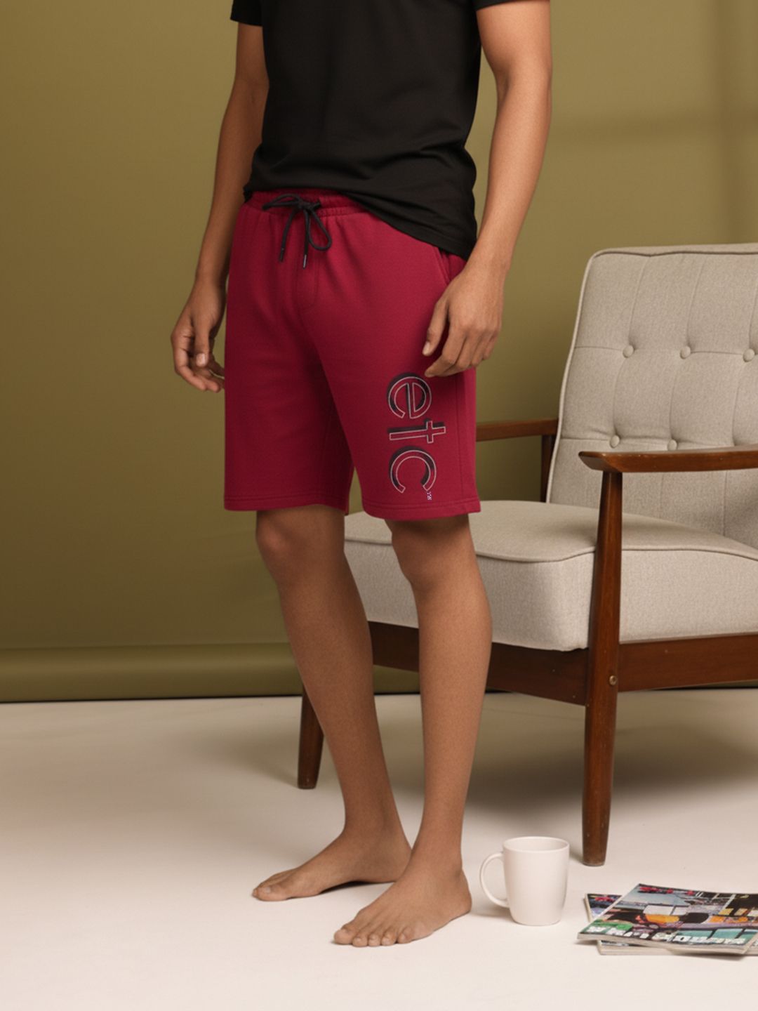 etc x fwd ETC Men Pure Cotton Brand Logo Printed Lounge Shorts-picture-21