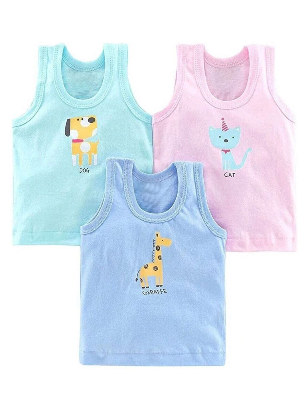 DCREATIONS Boys Pack of 3 Printed Round Neck Basic Vests