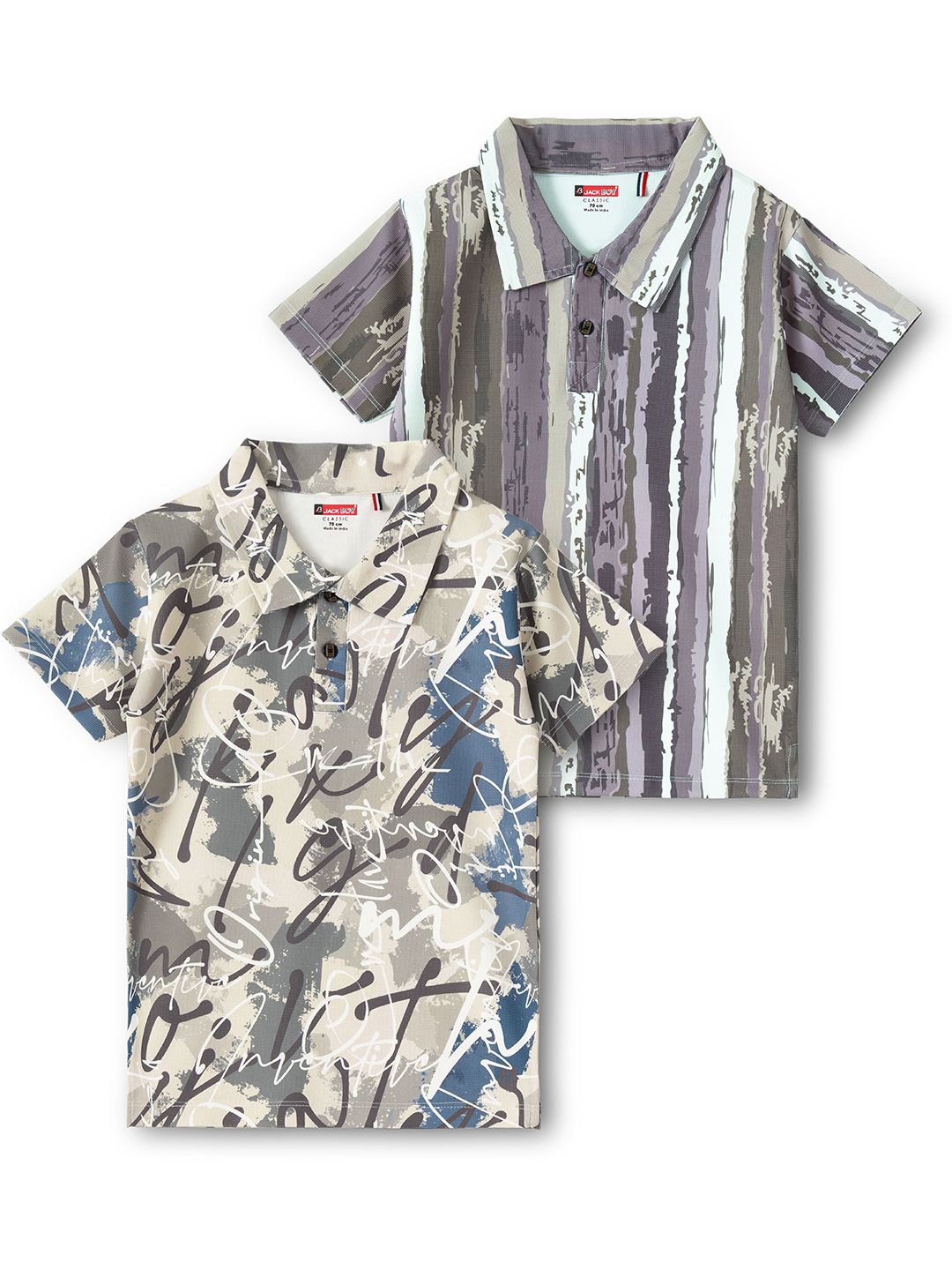 JACKBOY Boys Pack of 2 Printed Polyester Polo Collar Tshirts-picture-44
