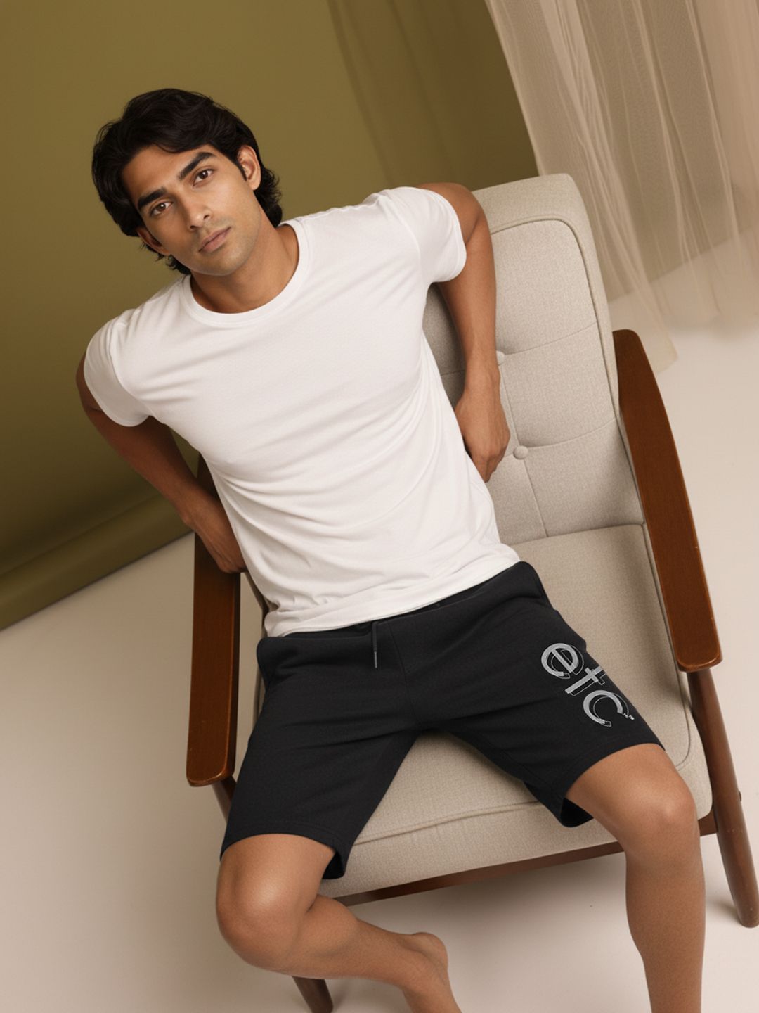 ETC Men Pure Cotton Brand Logo Printed Lounge Shorts-image-5