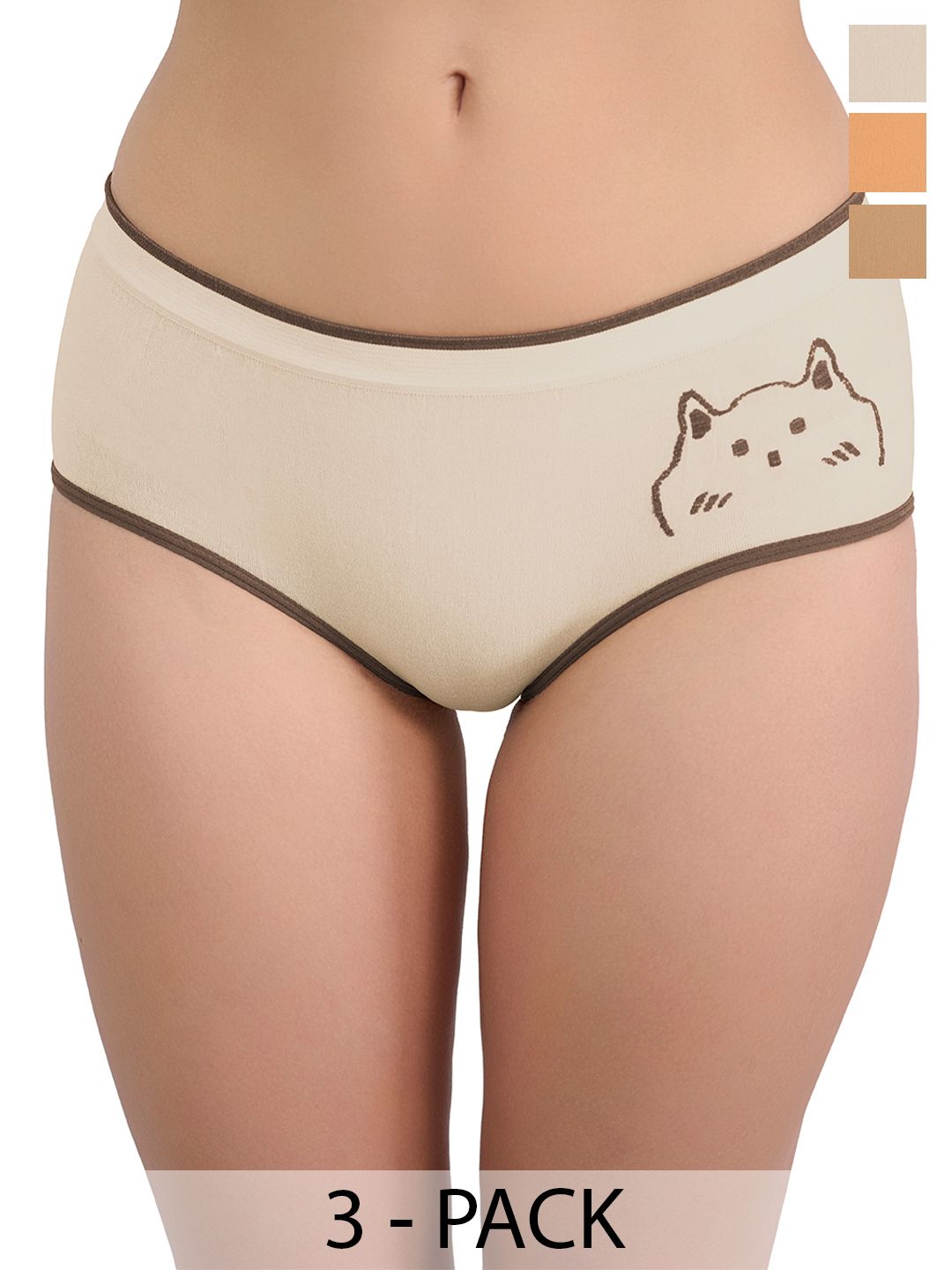 Moda Rapido Pack Of 3 Cotton Hipster Briefs-image-48