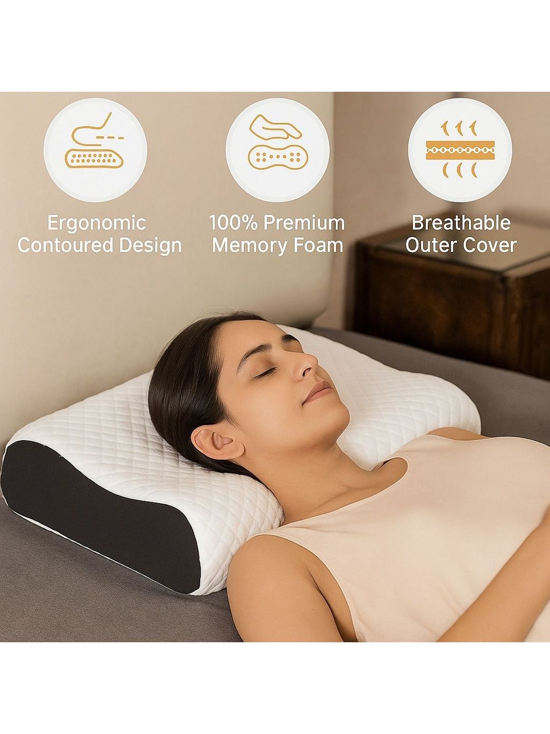 sleepyoga White Memory Foam Filled Polycotton Pillow-picture-51