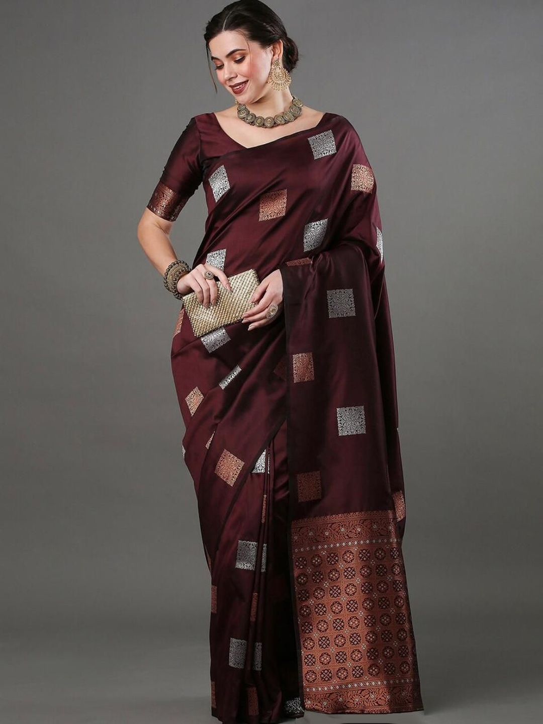ALBIRA CREATION Woven Design Zari Silk Blend Banarasi Saree-picture-41