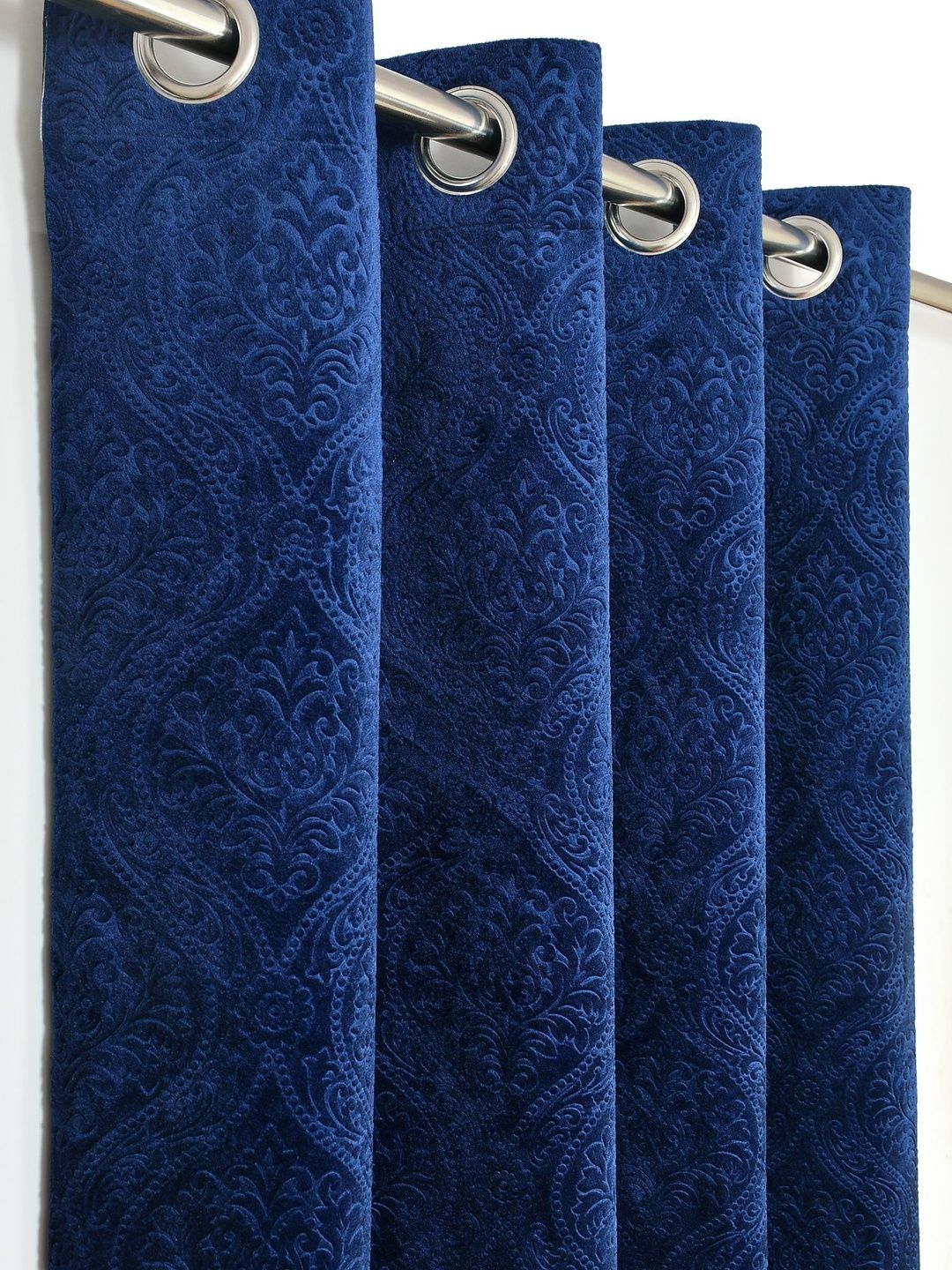 GEET CREATIONS Navy Blue Set of 2 Room Darkening Window Curtain-picture-13