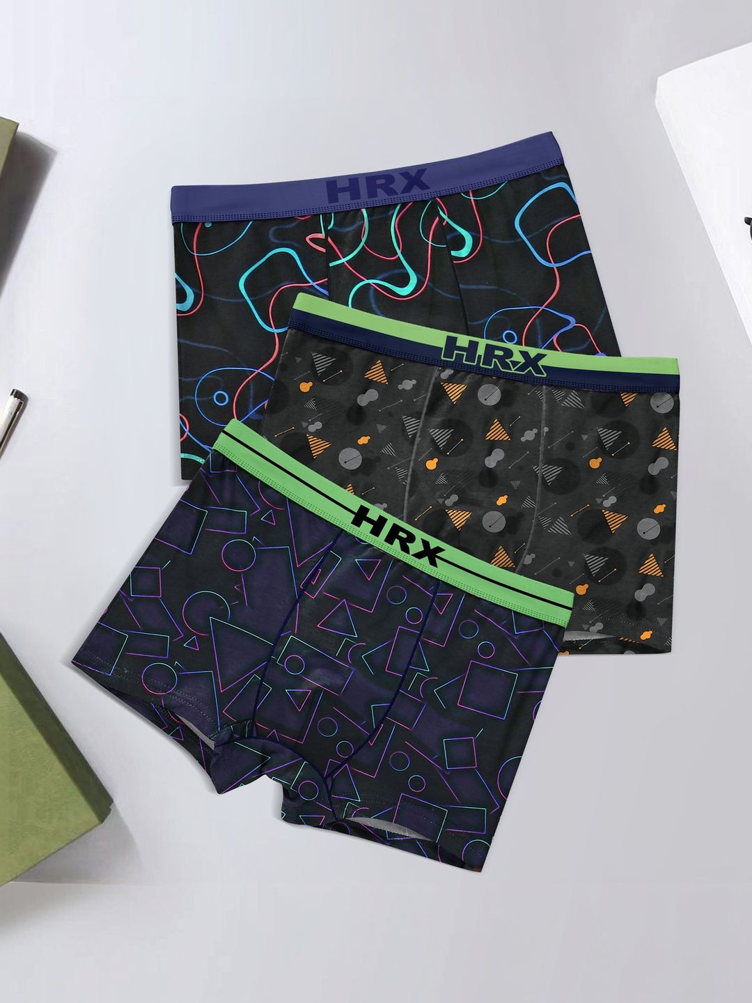 HRX by Hrithik Roshan Pack of 3 Printed Short Trunk-picture-57
