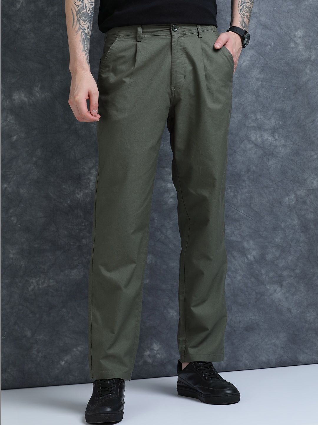 The Roadster Lifestyle Co Cotton Relaxed Fit Regular Trousers-picture-15