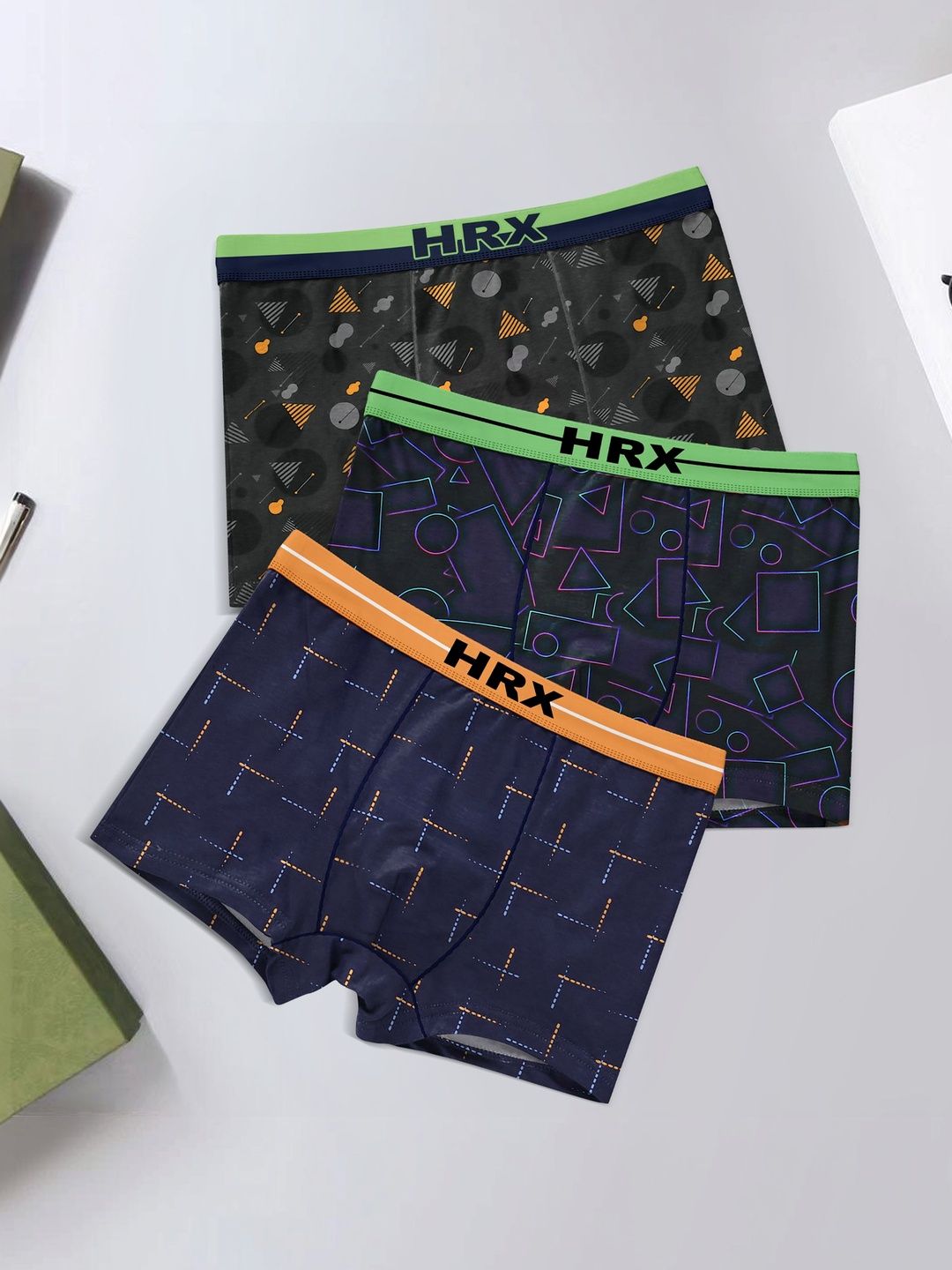 HRX by Hrithik Roshan Pack of 3 Printed Short Trunk