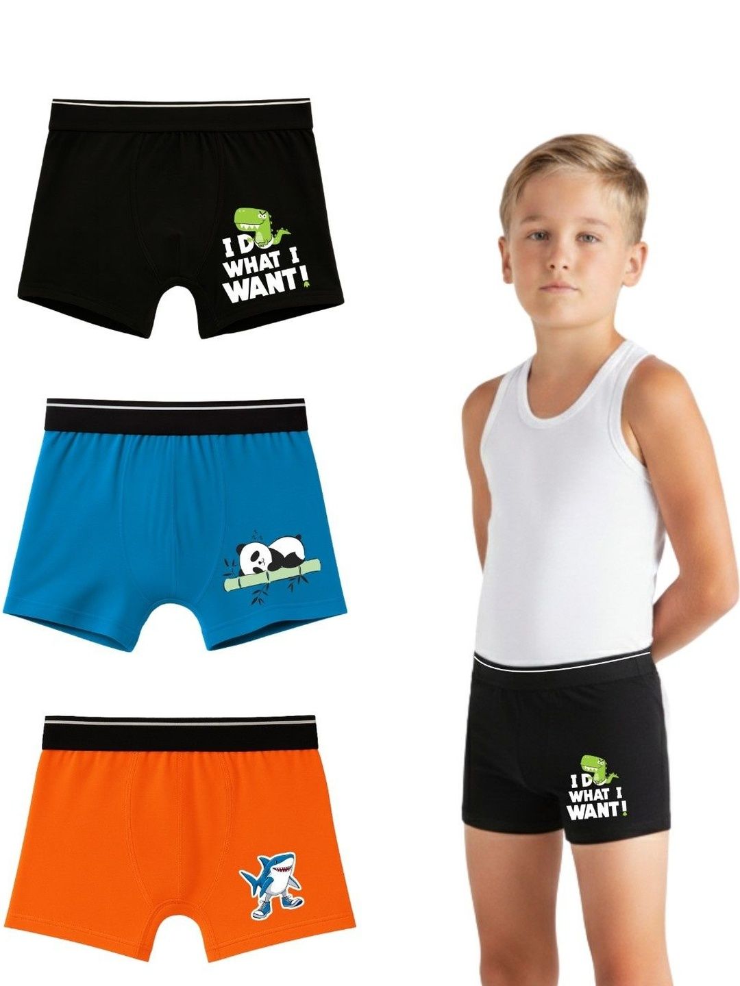 ADORE A BOO Boys Pack of 3 Printed Long Trunk-picture-23