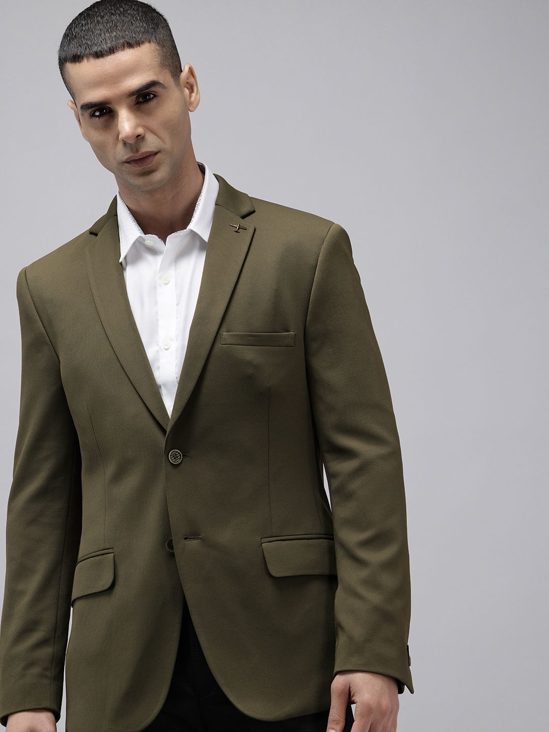 Theme Slim Fit Self Design Single-Breasted Formal Blazer-picture-32