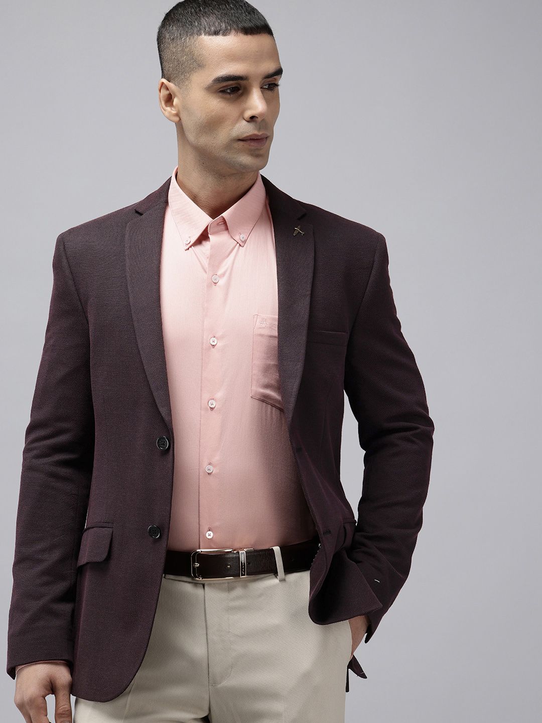 Theme Self Design Textured Tailored Fit Single-Breasted Formal Blazer-picture-17