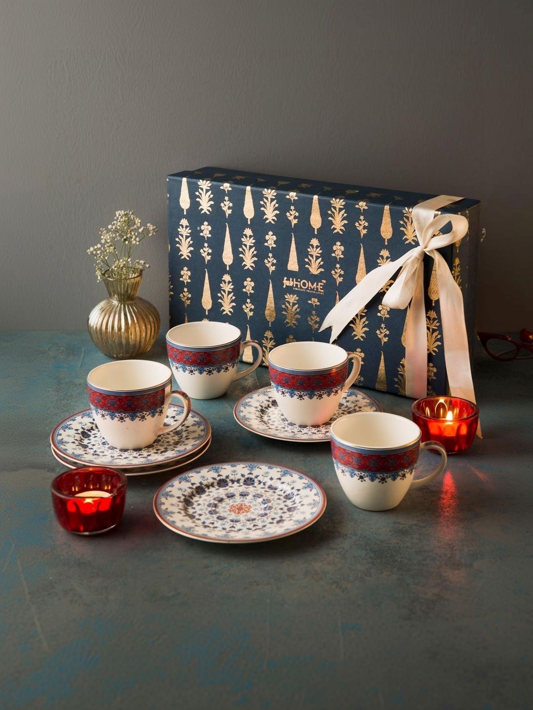 Fabindia Multicoloured Ethnic Motifs Ceramic Glossy Cups Set of Cups and Mugs-picture-51