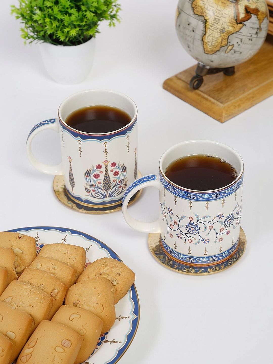 Fabindia Multicoloured Ethnic Motifs Ceramic Glossy Mugs Set of Cups and Mugs-image-6