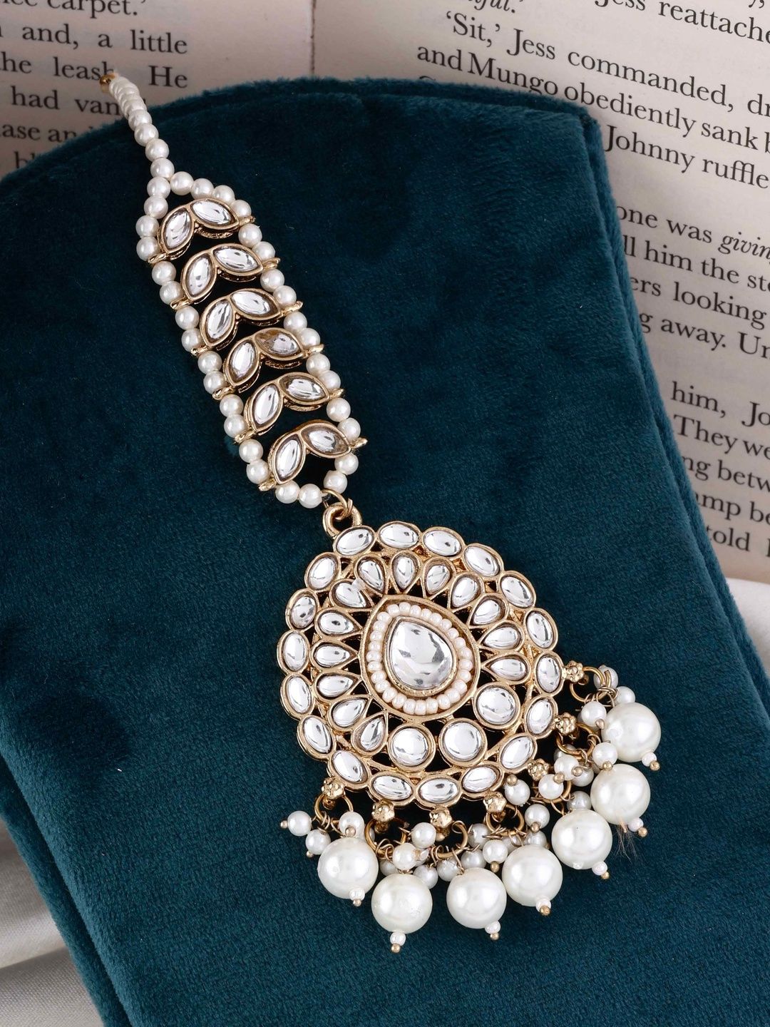 SHONA'S STYLE Gold-Plated Kundan Studded Maang Tikka Head Jewellery-picture-17