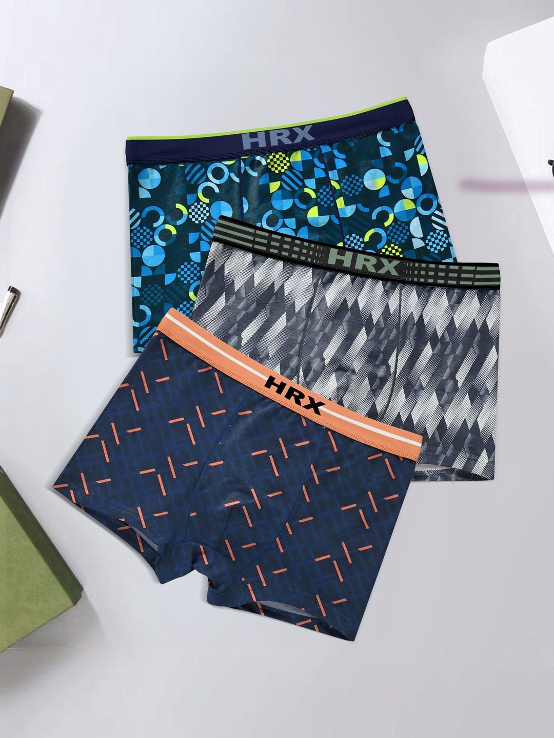 HRX by Hrithik Roshan Pack of 3 Printed Short Trunk