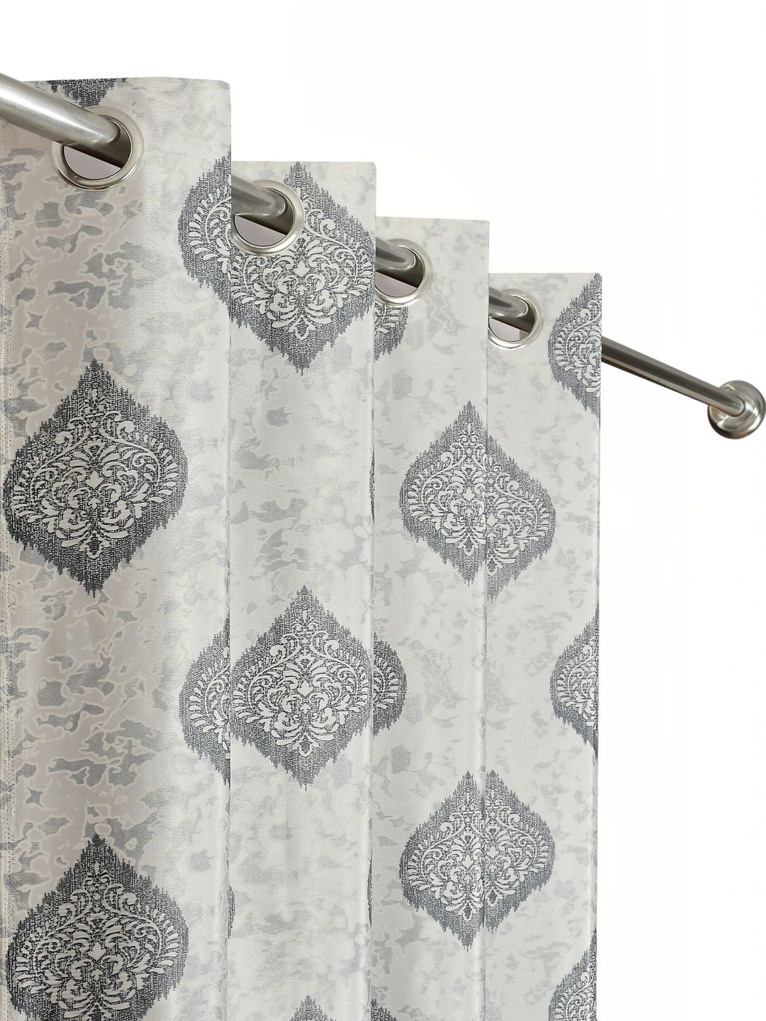 GEET CREATIONS Grey Set of 2 Ethnic Motifs Sheer Long Door Curtain-picture-36