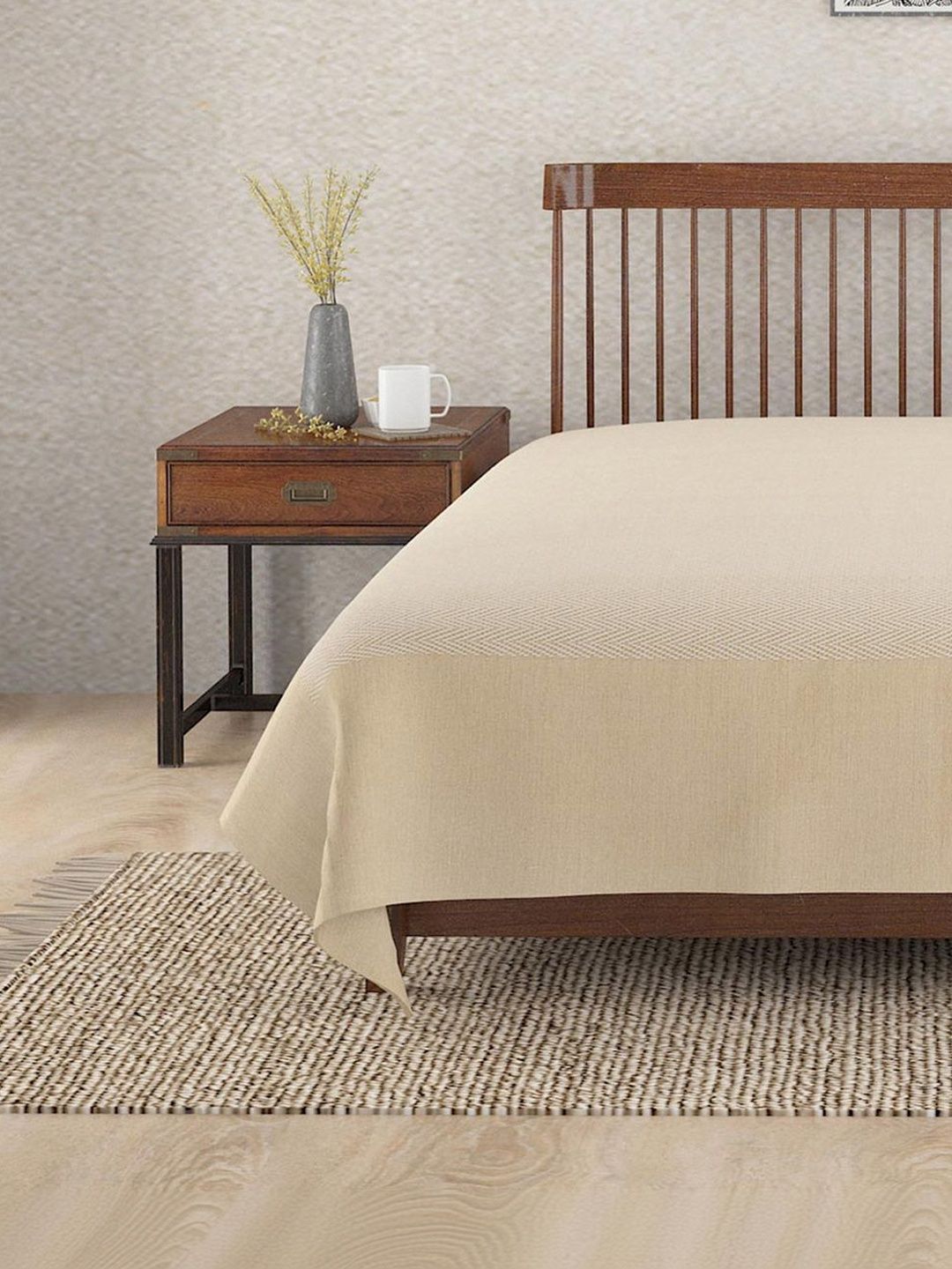 Fabindia Beige Woven Design 120 GSM King Bed Cover-image-20