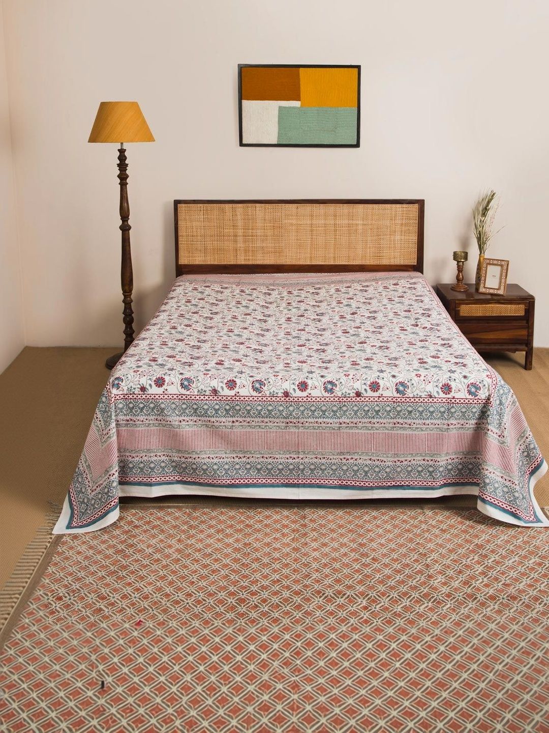 Fabindia Blue & Red Printed 120 GSM King Bed Cover-picture-33