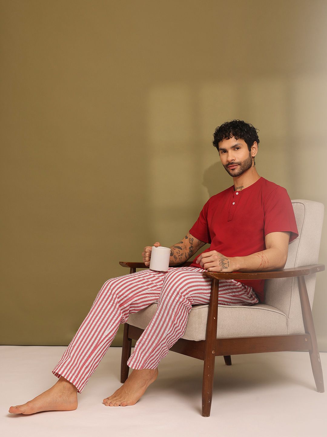 ETC Pure Cotton Striped Night suit-image-4