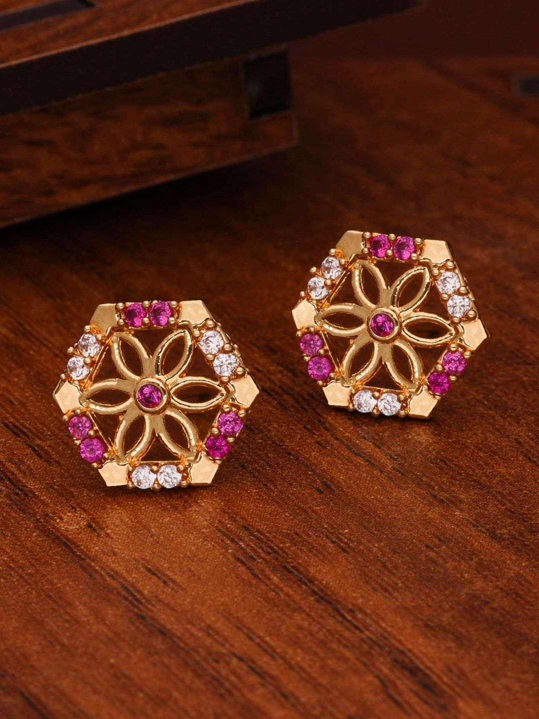 Sangria Gold-Plated American Diamond -Studded Earrings-picture-20