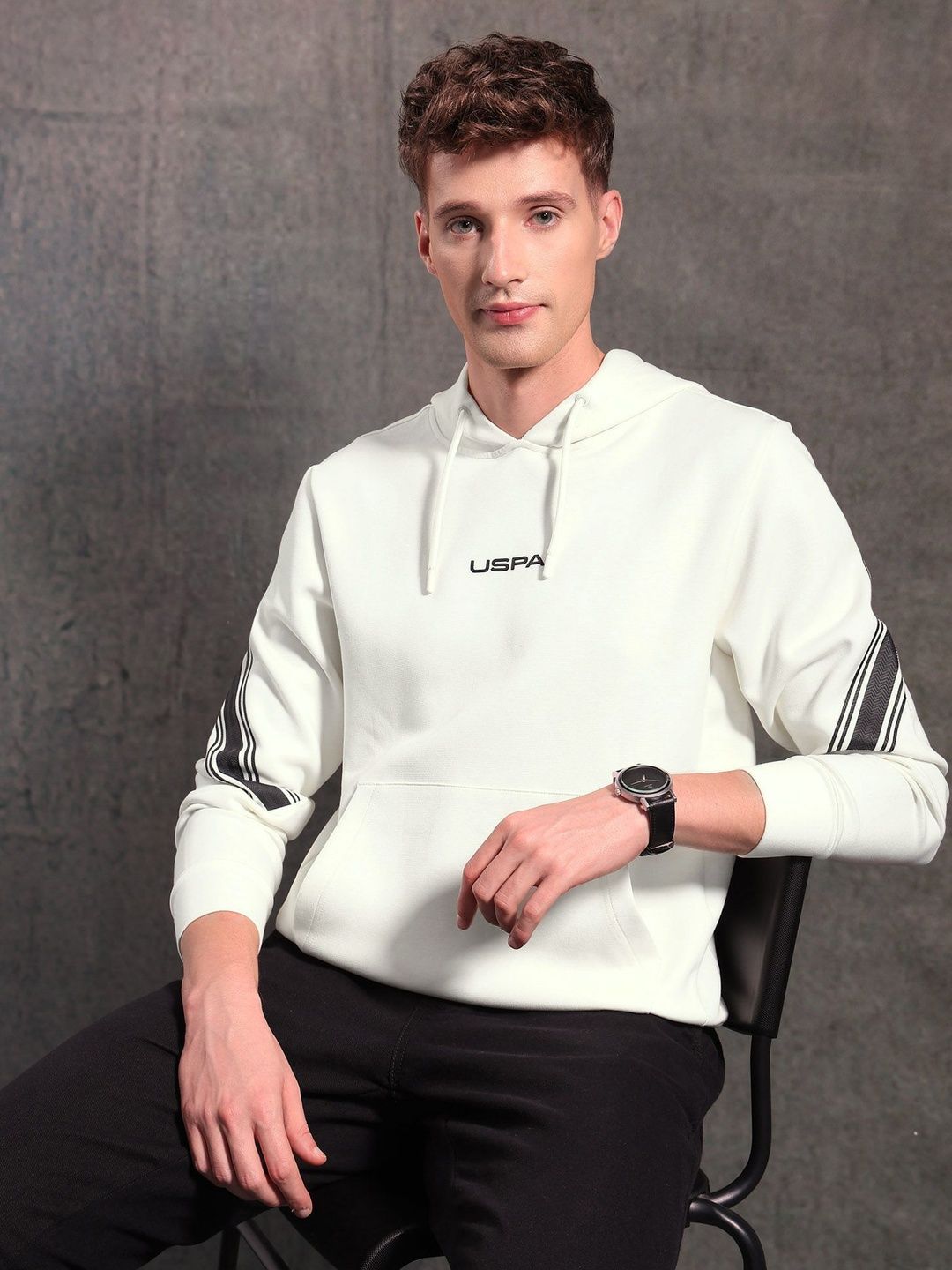 U.S. Polo Assn. Denim Co. Men Colourblocked Hooded Sweatshirt-picture-32