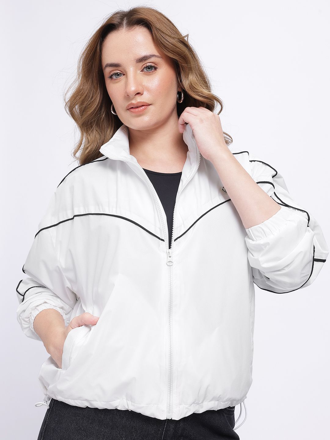 glitchez Contrast Piping Windcheater Toggle Hem Jacket-picture-29
